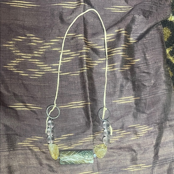 Jewelry - Boho Artisan Carved Stone Pendant Necklace